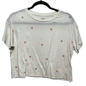 Victoria's Secret Pink Off White Pink Hearts Print Crop Top XS